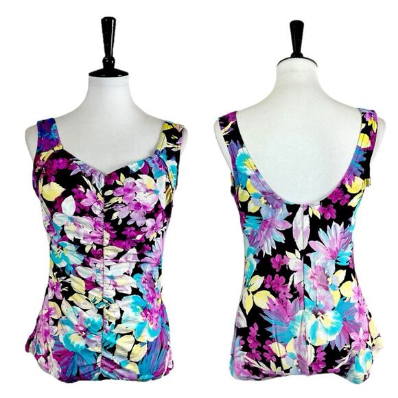 Azul Maxine of Hollywood Women’s Plus One Piece Swimsuit Retro Floral Size 16W - Picture 13 of 13